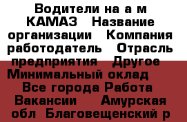 Водители на а/м КАМАЗ › Название организации ­ Компания-работодатель › Отрасль предприятия ­ Другое › Минимальный оклад ­ 1 - Все города Работа » Вакансии   . Амурская обл.,Благовещенский р-н